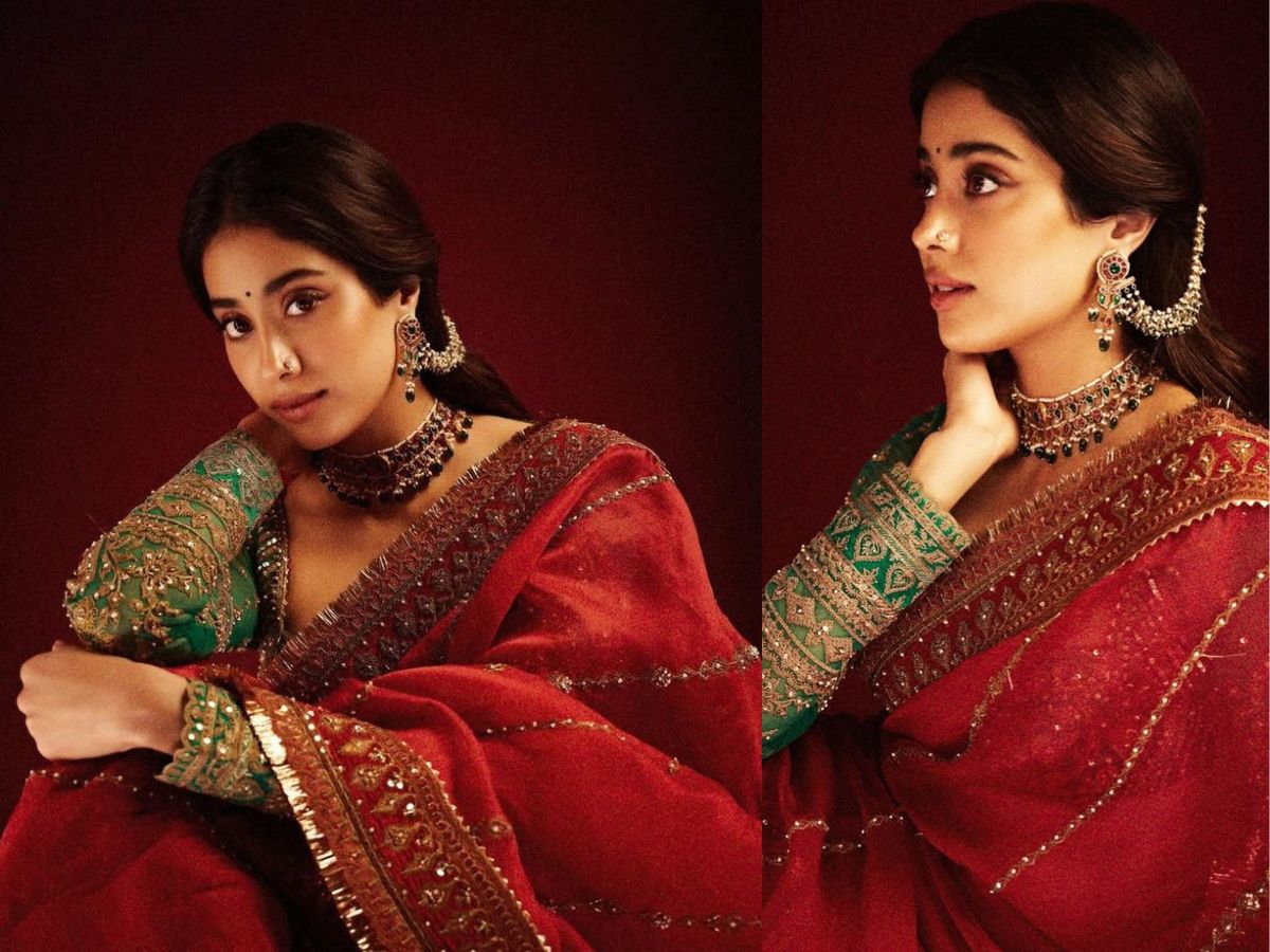 Red Saree Look of Janhvi Kapoor