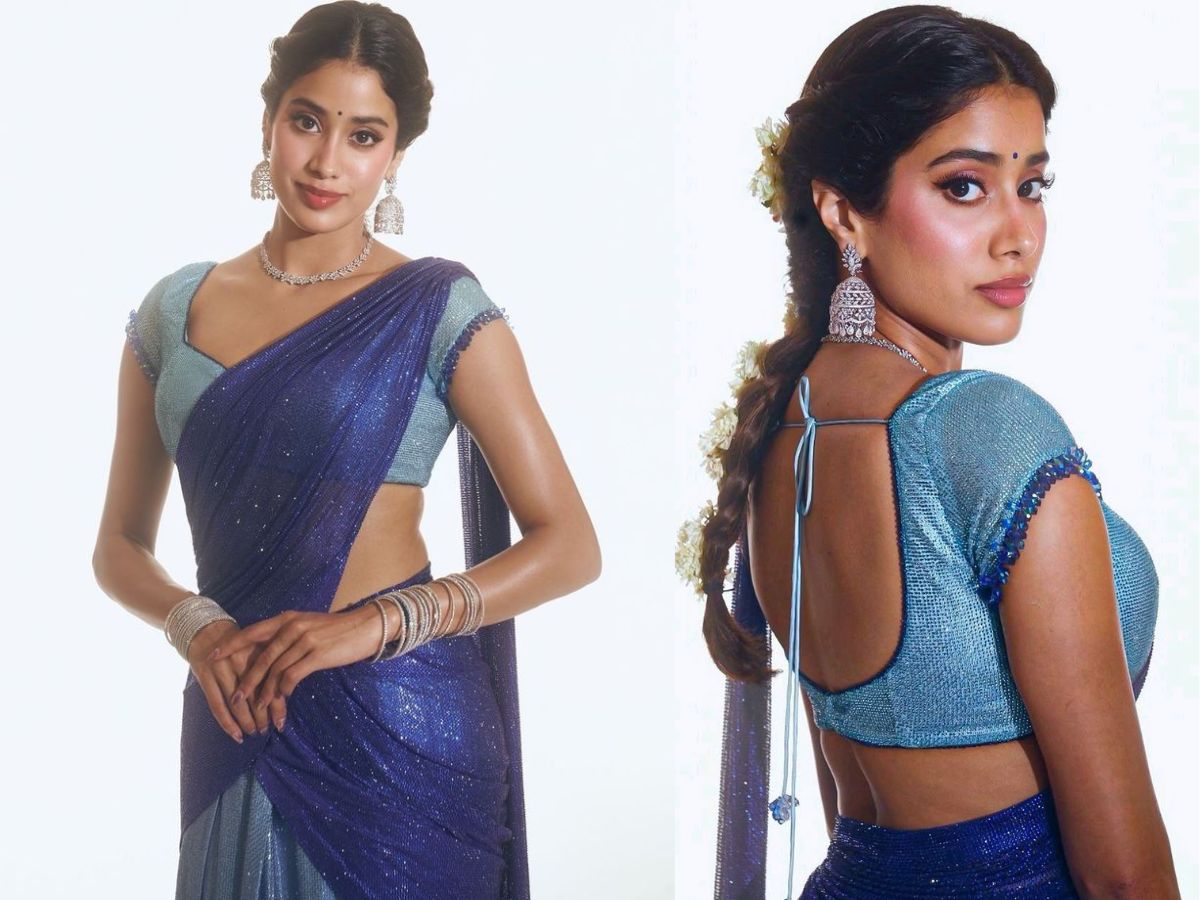 Blue Saree Look of Janhvi Kapoor
