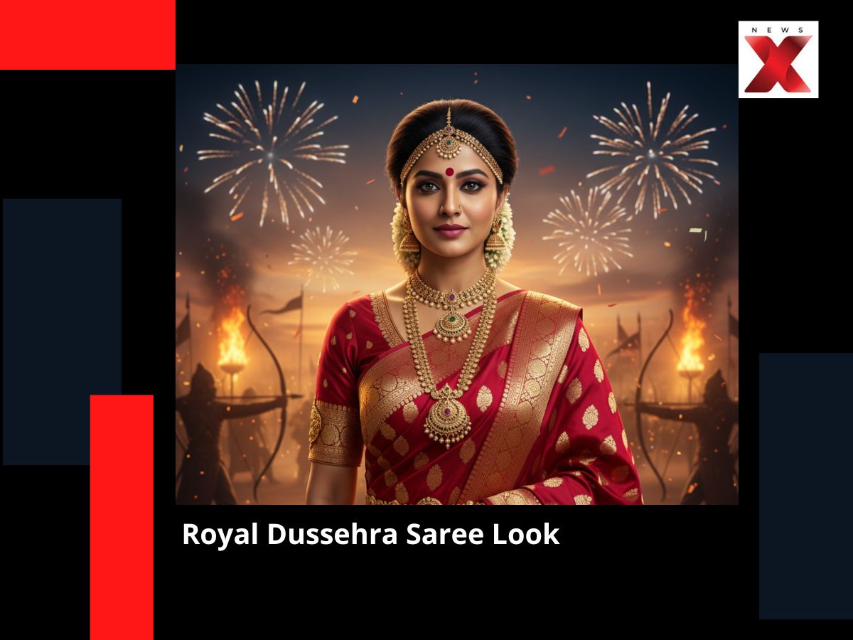 Royal Dussehra Saree Look