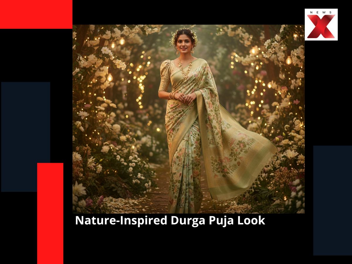 Nature-Inspired Durga Puja Look