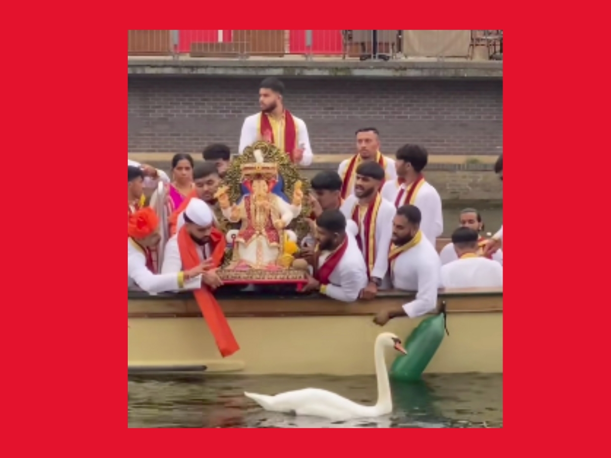 Ganesh Visarjan in UK draws attention as devotees perform rituals on a river