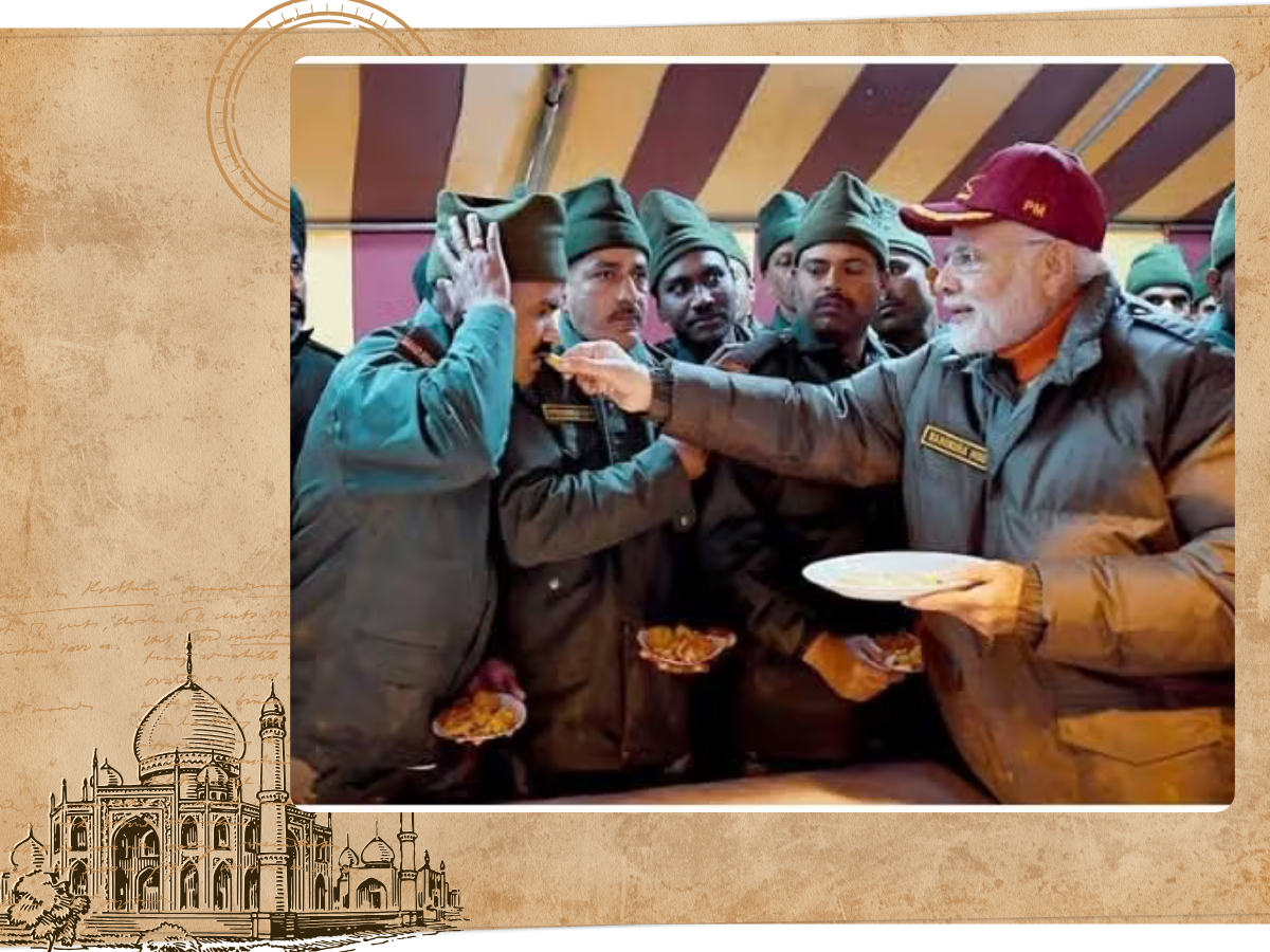 2014: PM Modi Celebrating Diwali with soldiers at Siachen