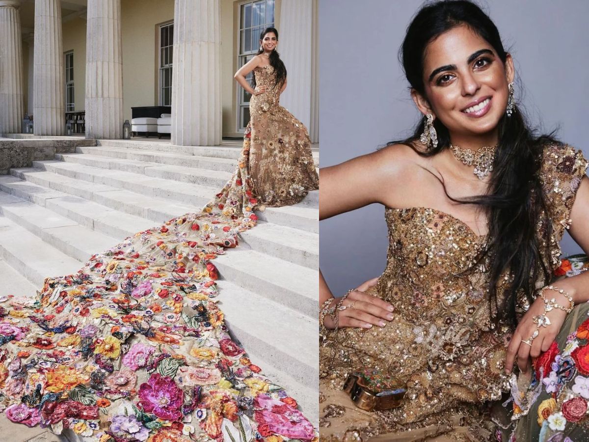 Isha Ambani in Hand Embroidered Couture