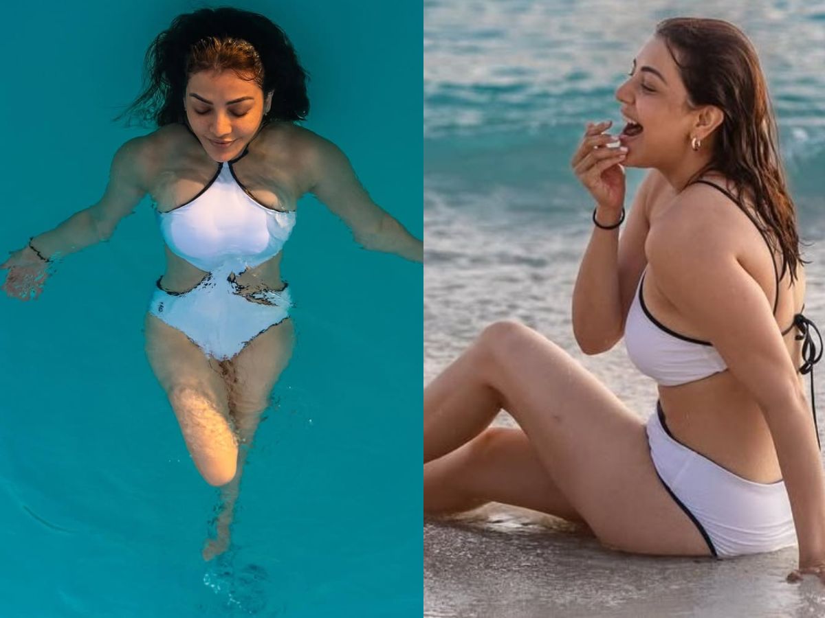 Kajal Aggarwal in White Swimsuit
