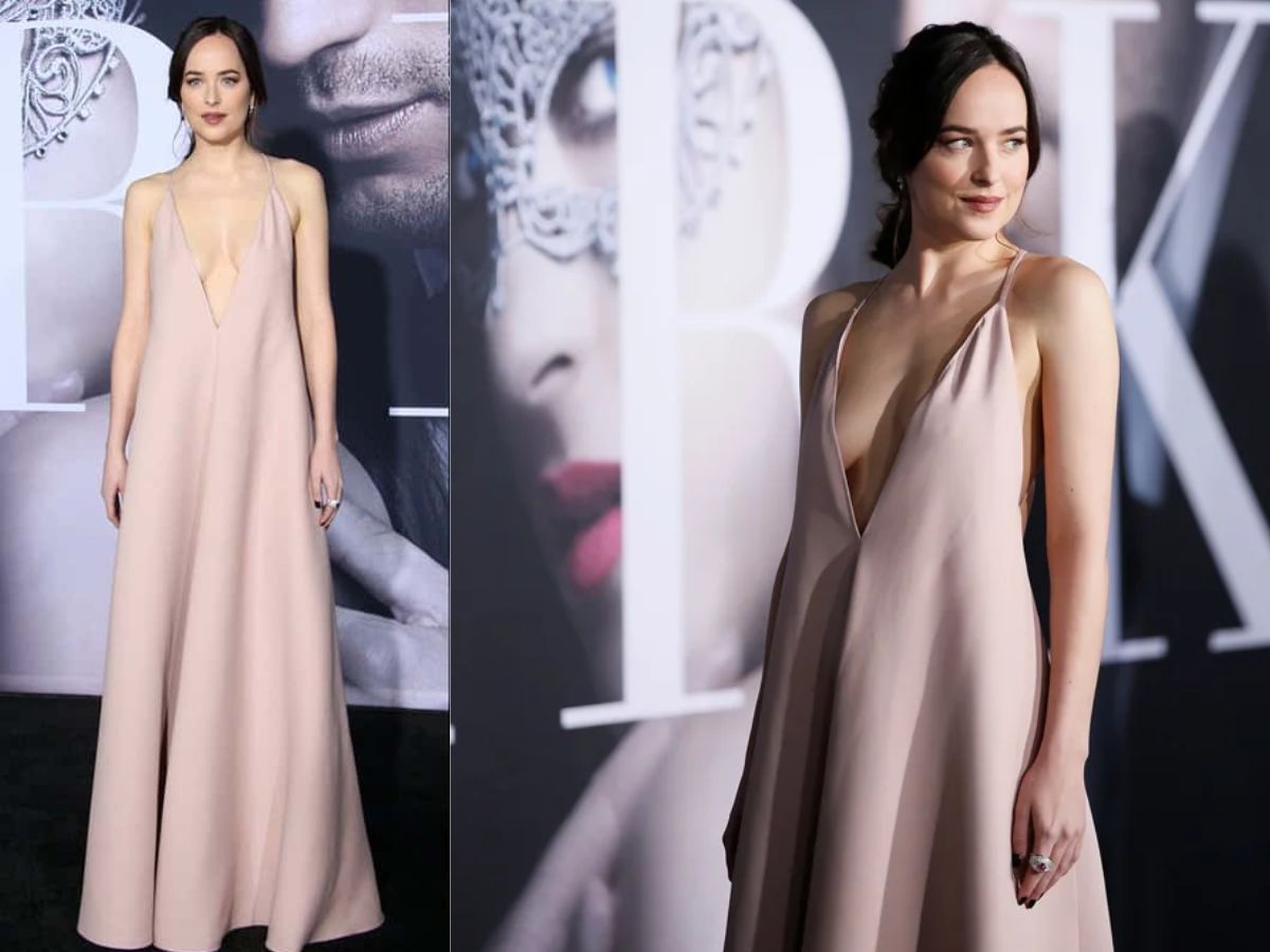 Dakota Johnson in Nude Gown