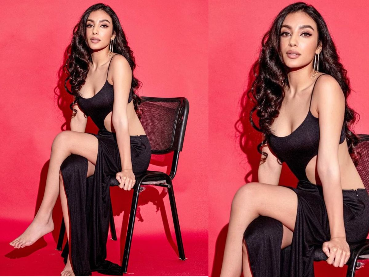 Sahher Bambba in Black Hugging Dress