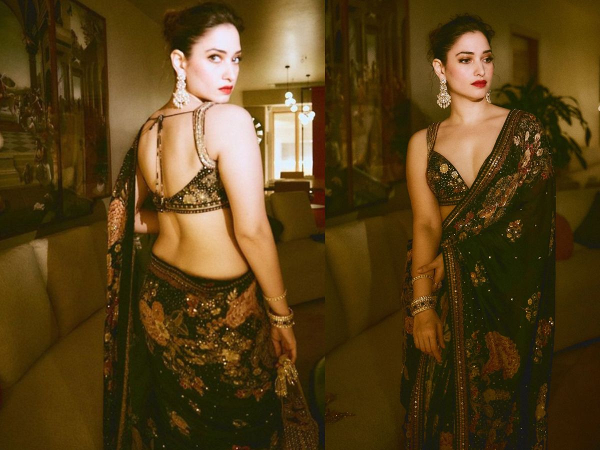 Tamanna Bhatia in Brown Floral Blouse