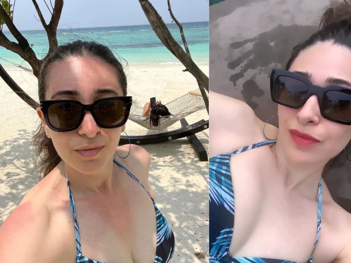Karisma Kapoor in Blue Printed Bikini