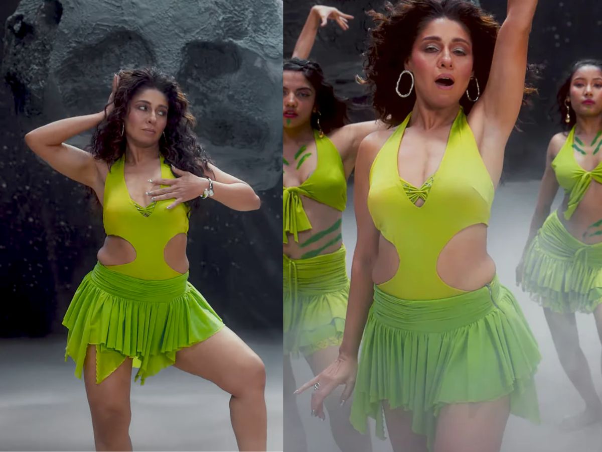 Sunidhi Chauhan in Lime Green Mini Dress