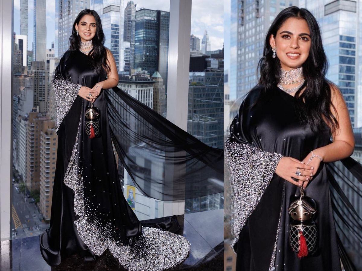 Isha Ambani in Black Saree Gown