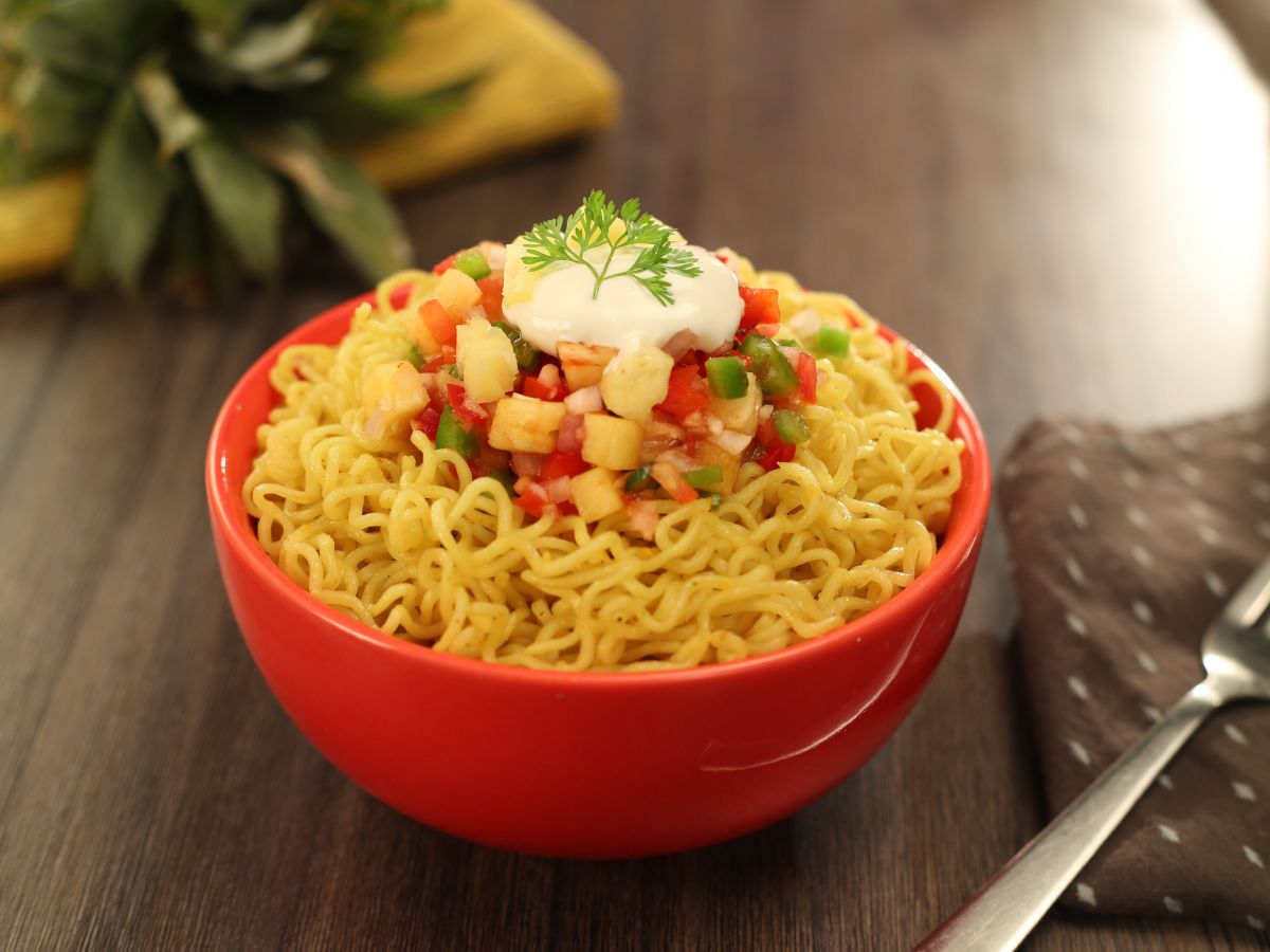 Maggi with Pineapple and Chaat Masala