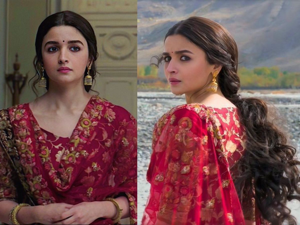 Red suit with golden floral embroidery