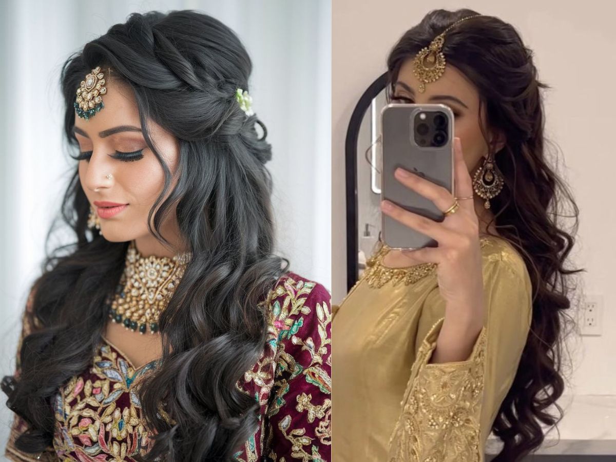 Wavy Open Hair with Maang Tikka