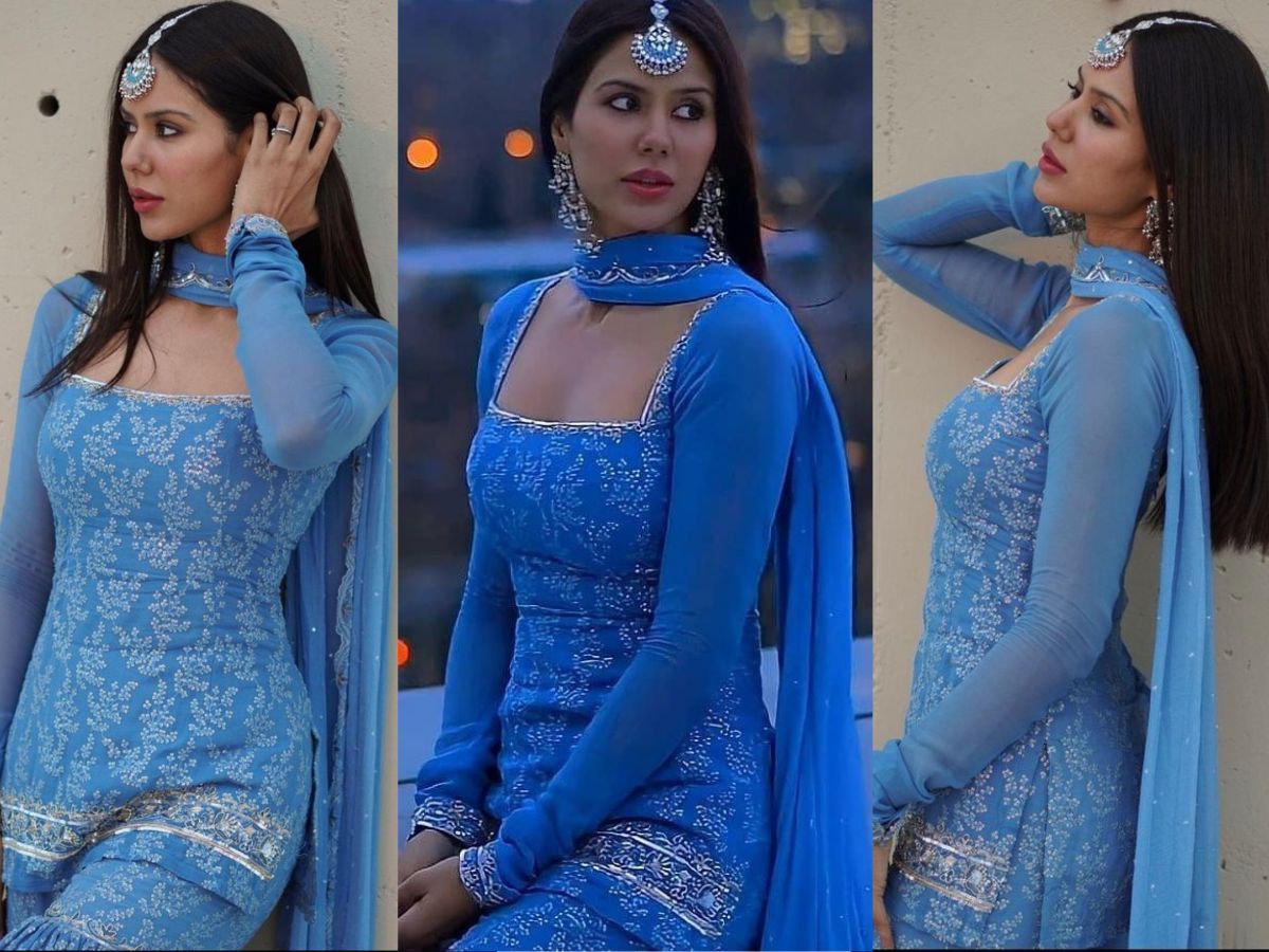 Sky Blue Sharara Set