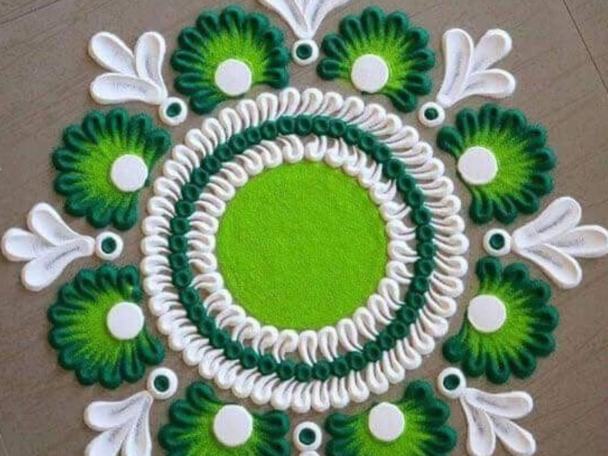 Minimalist white rangoli