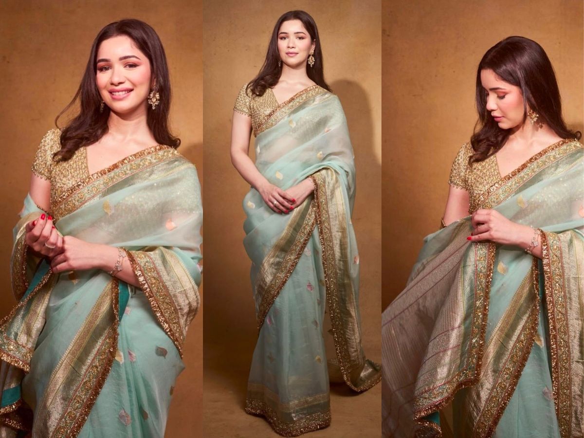 Blue Saree Look