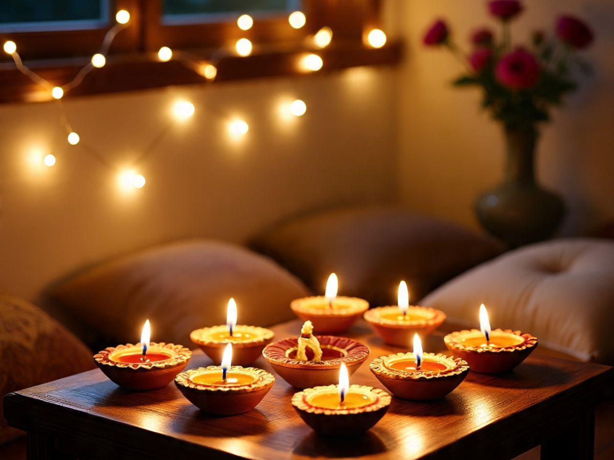 Decorative diyas and lanterns
