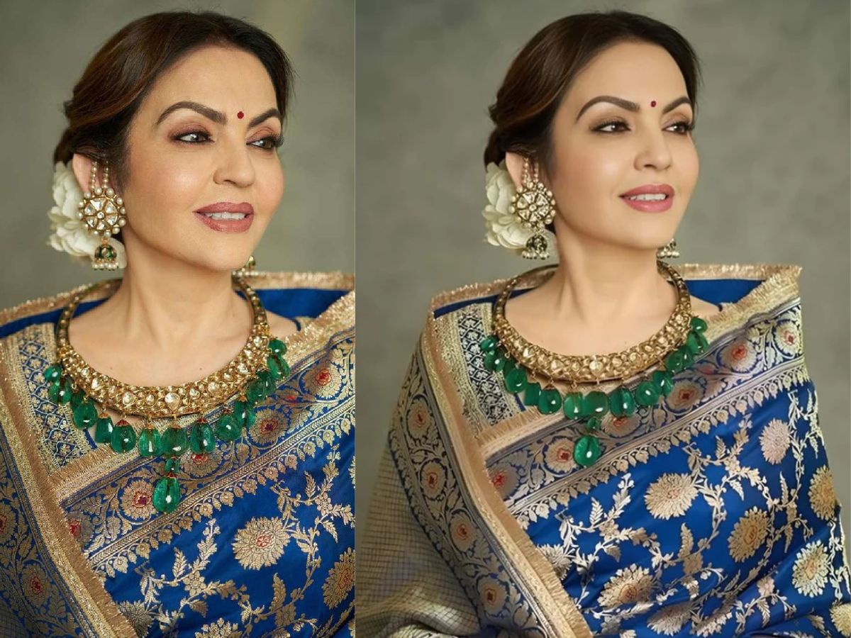 Nita Ambani in Gold & Emerald Set
