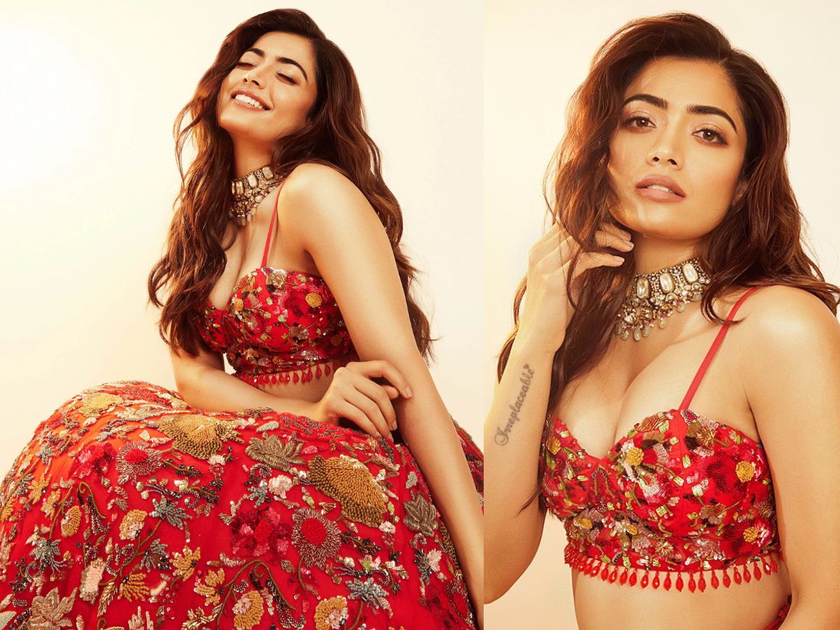 Rashmika Mandanna in Hot Red Lehenga