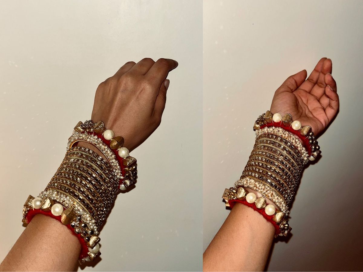 Karwa Chauth Inspired Golden & Red Bangles