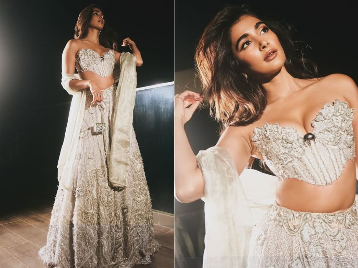 Pooja Hegde in Silver Lehenga