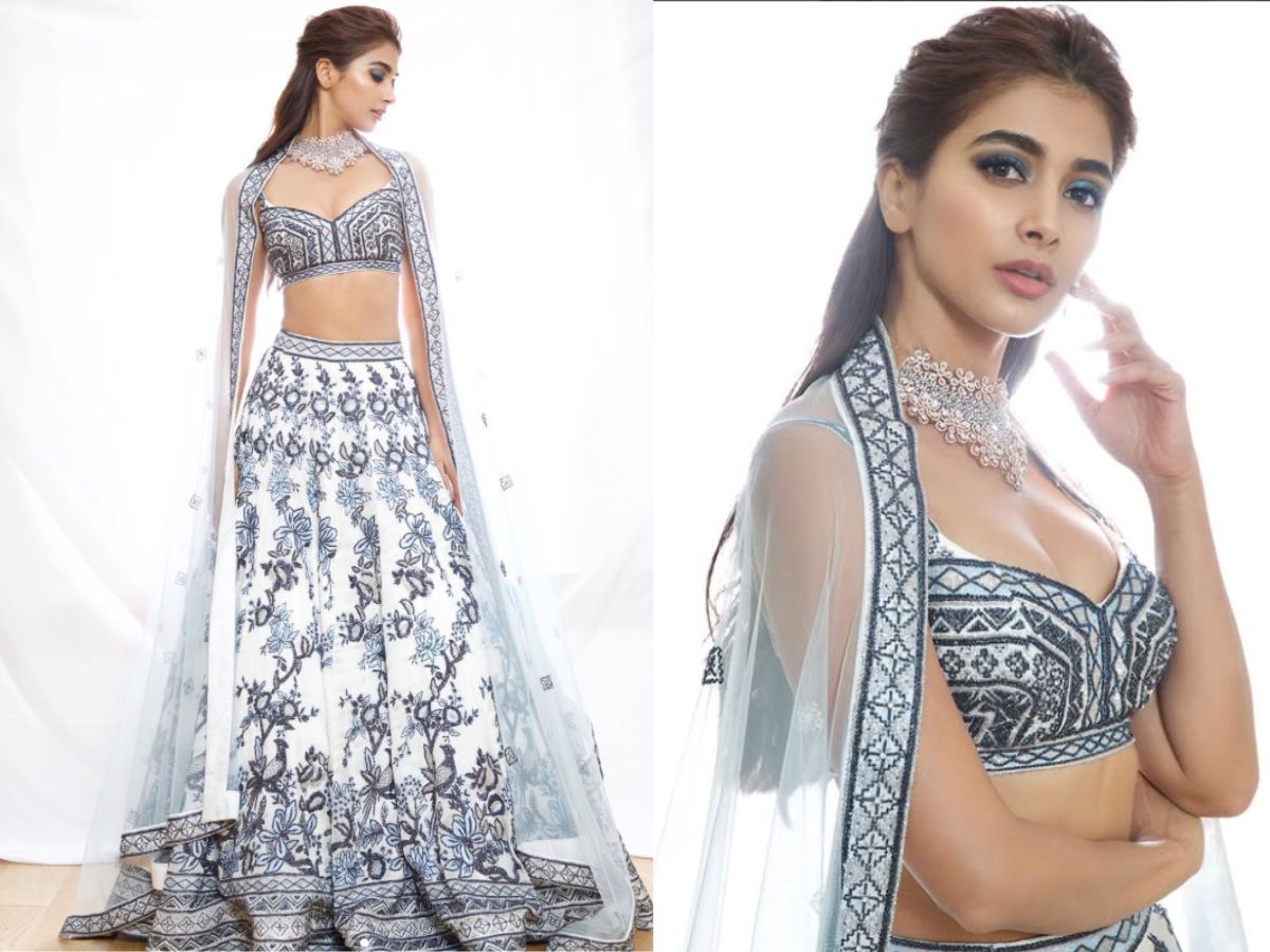 Pooja Hegde in Black & White Lehenga