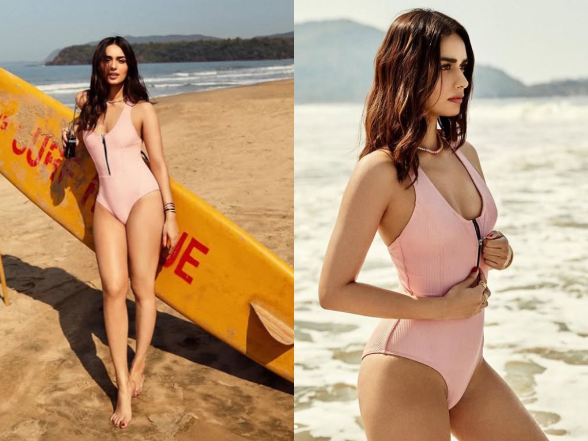 Manushi Chhillar in Pink Swimsuit