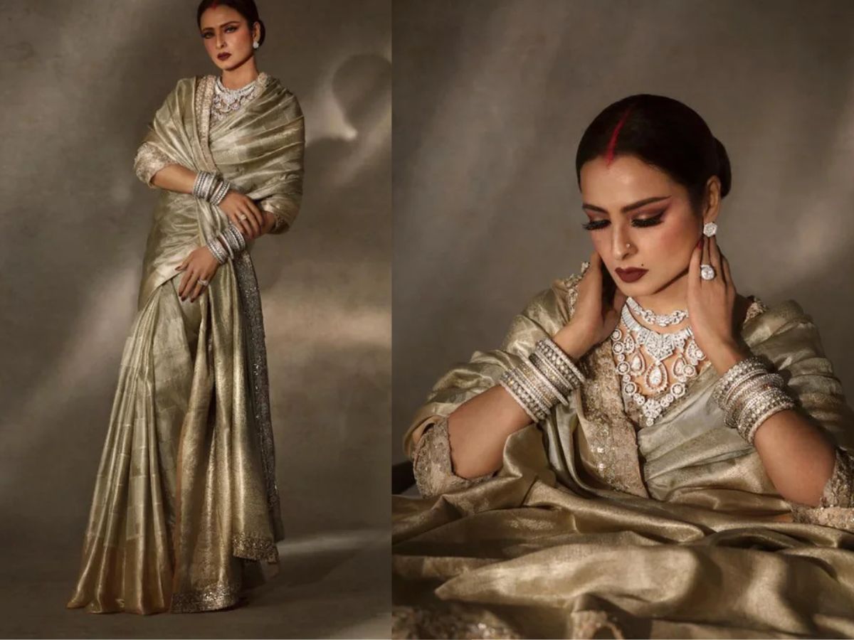 Rekha in Silver Saree