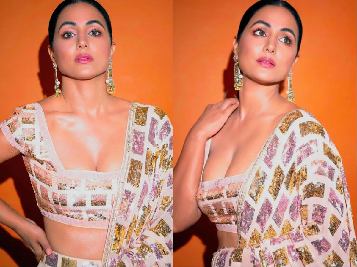 Hina Khan in White Lehenga