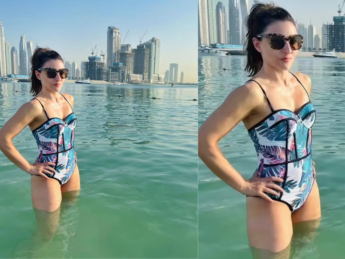 Soha Ali Khan in Floral Swimsuit