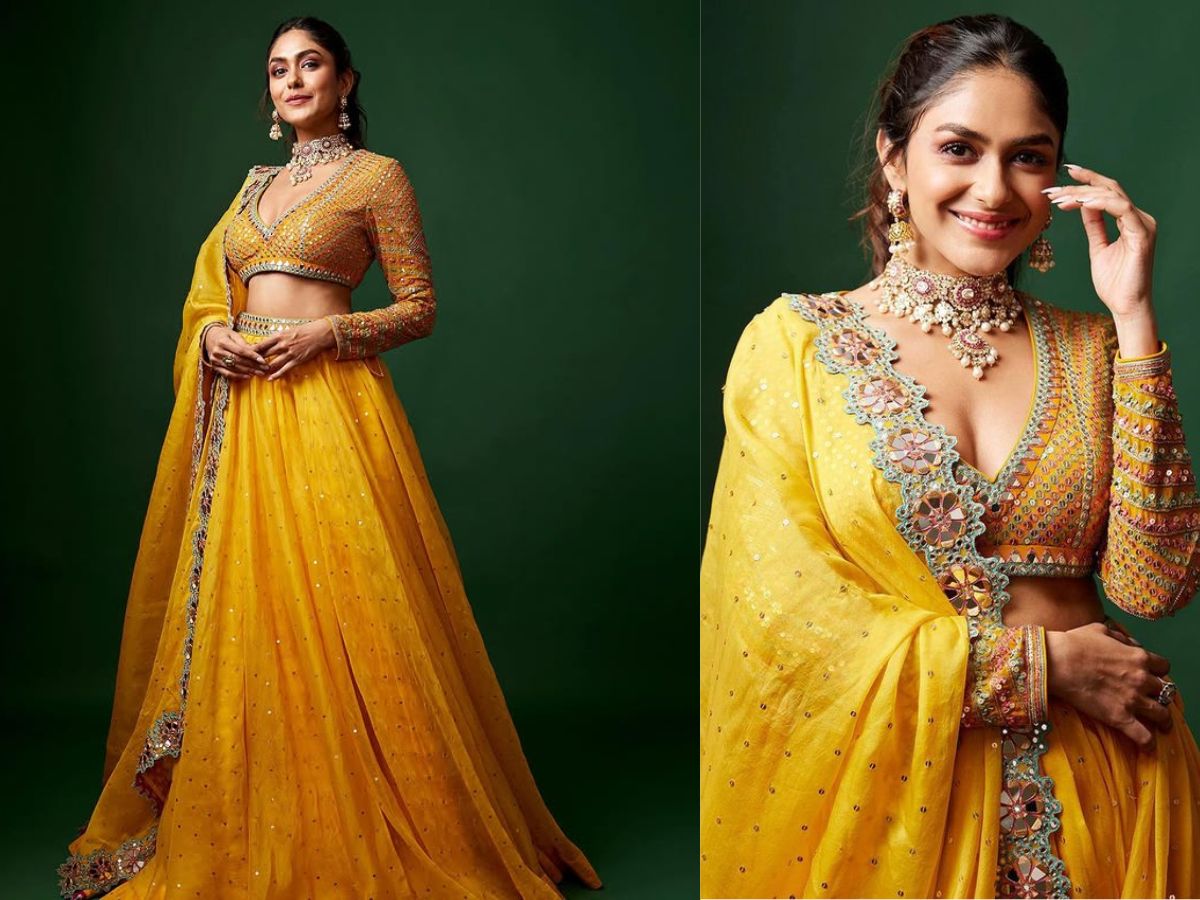 Mrunal Thakur in Yellow Lehenga