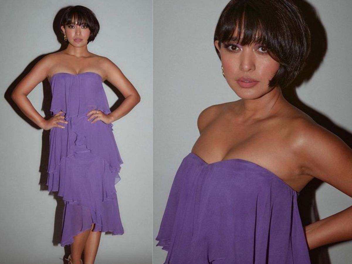 Sayani Gupta in Purple Ruffle Dress