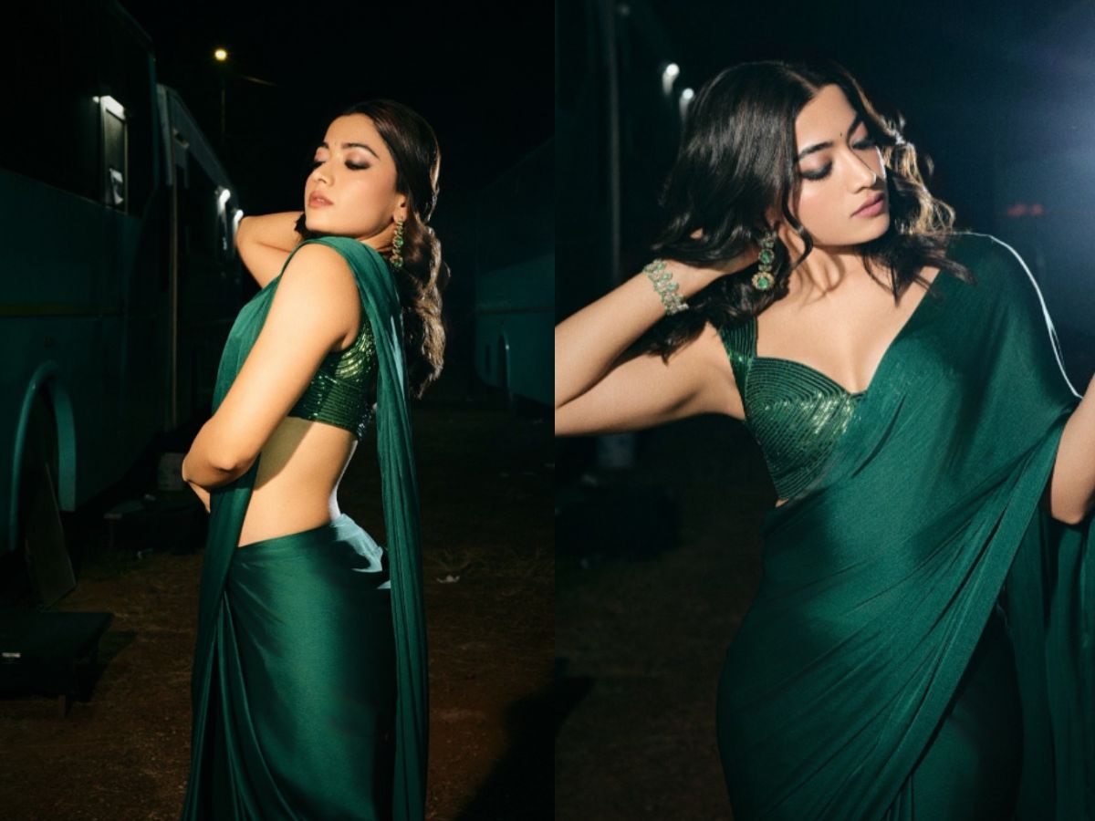 Rashmika Mandanna in Green Saree
