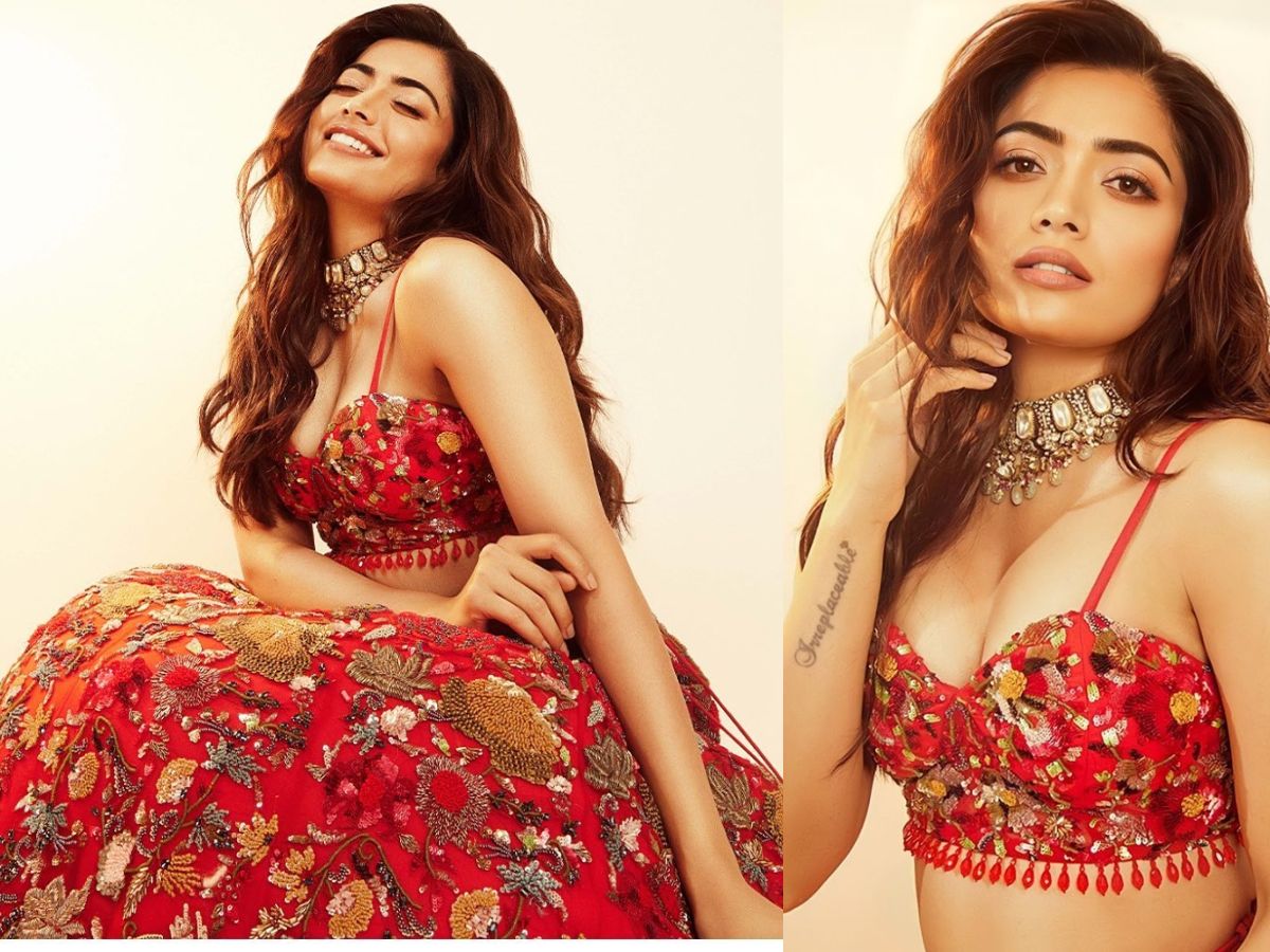 Rashmika Mandanna in Red Skirt