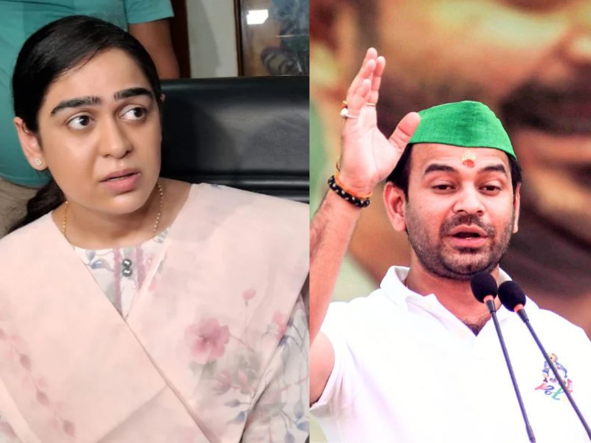 Tej Pratap in front of Media