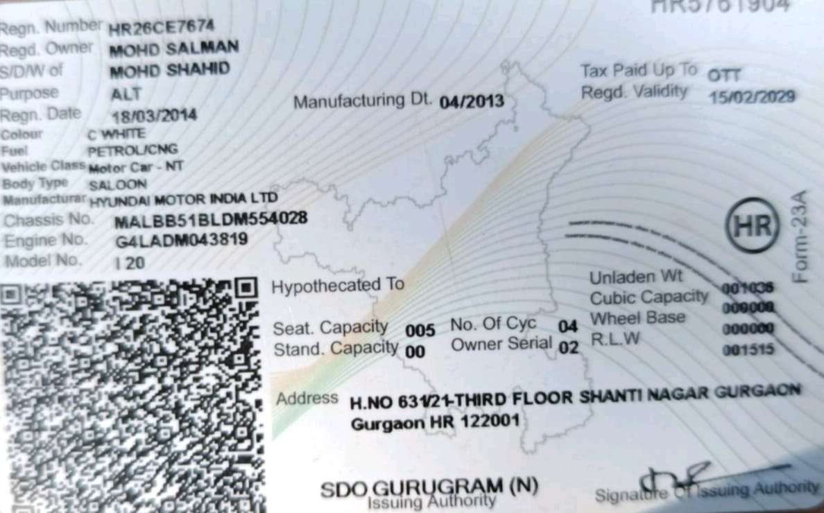 Details of the initial owner of i20 car