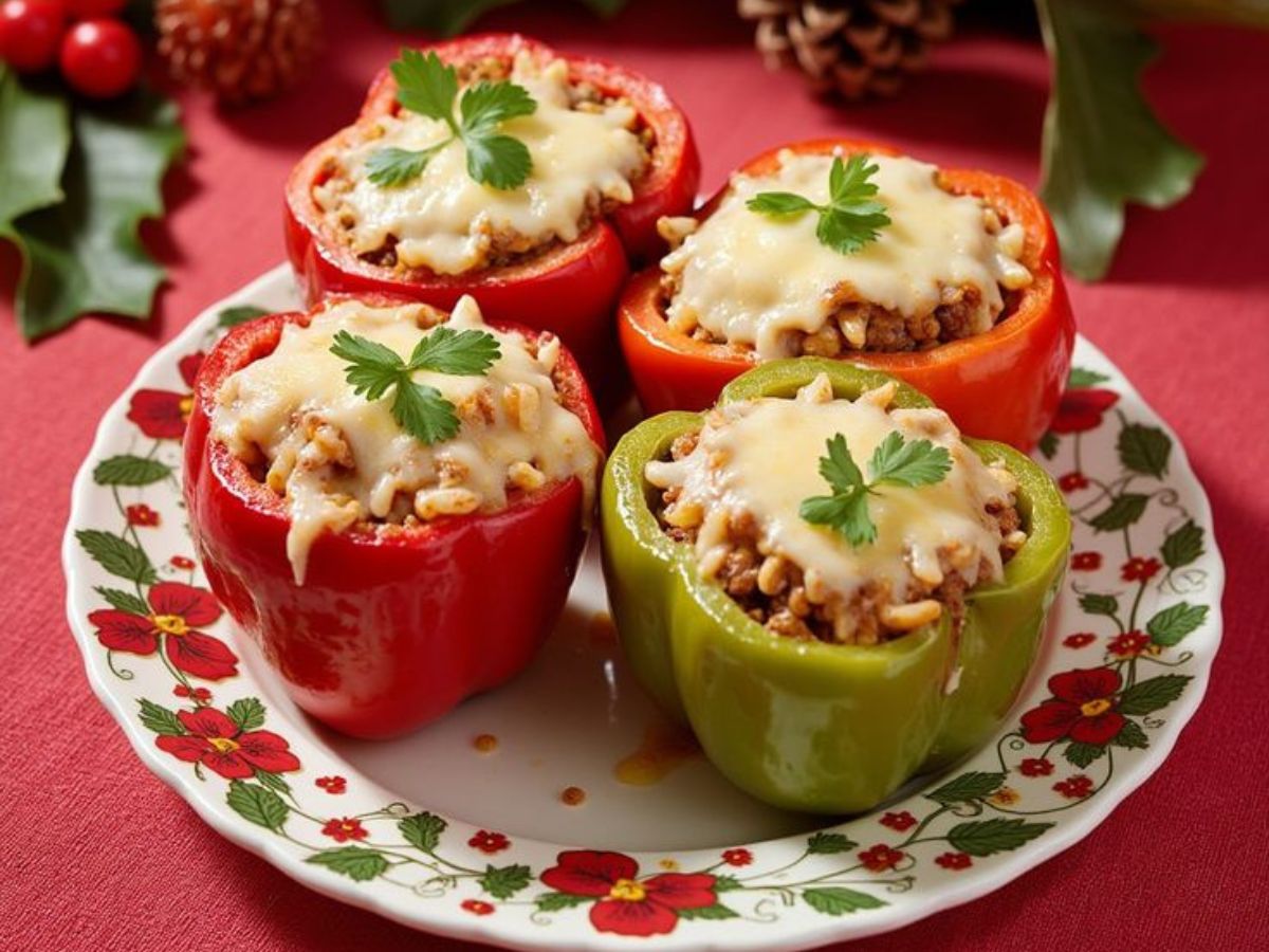 Stuffed Bell Peppers With Rice And Veggies