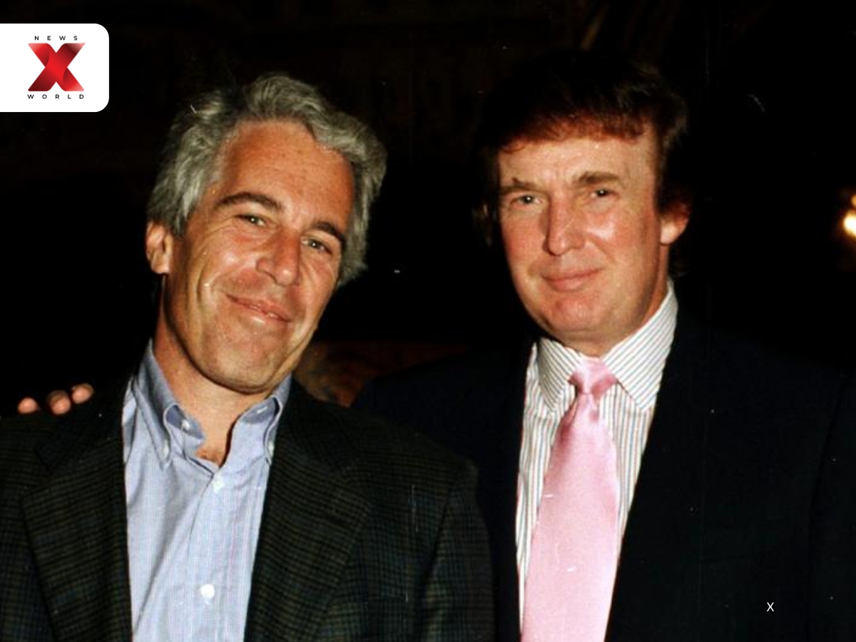 Donald Trump is pictured with Jeffrey Epstein
