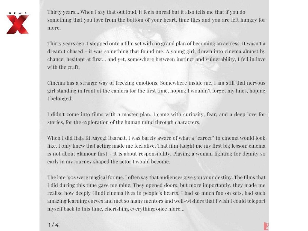 Rani Mukerji’s Emotional Note on 30 Years in Bollywood