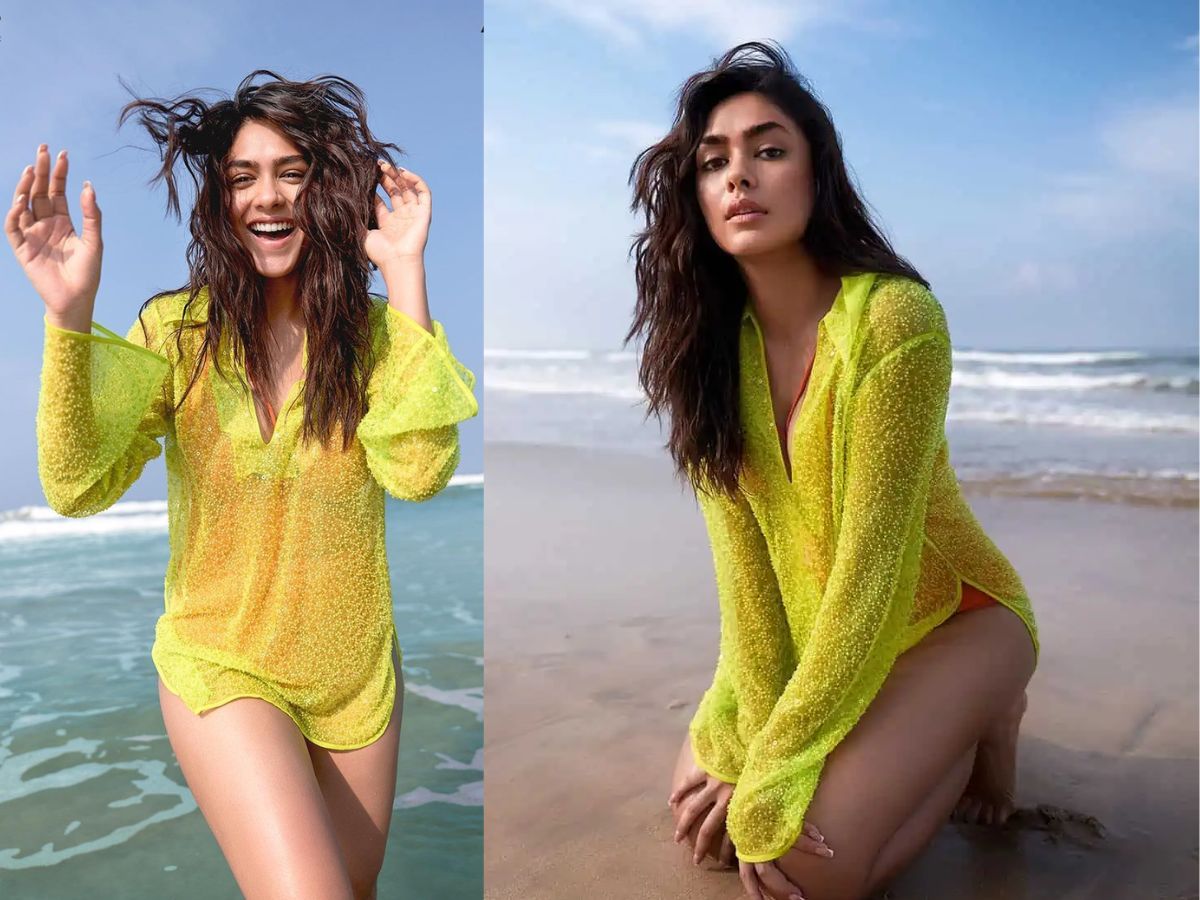 Vibrant yellow sheer beech cover up