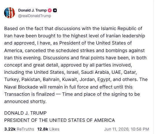 trump-calls-off-planned-strikes-on-iran-following-high-level-talks20260612001332 Trump calls off planned strikes on Iran following high-level talks