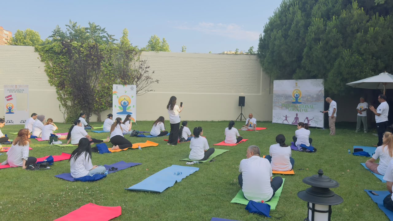Embassy of India in Azerbaijan conducts power yoga session for journalists and social media influencers led by Ambassador Abhay Kumar