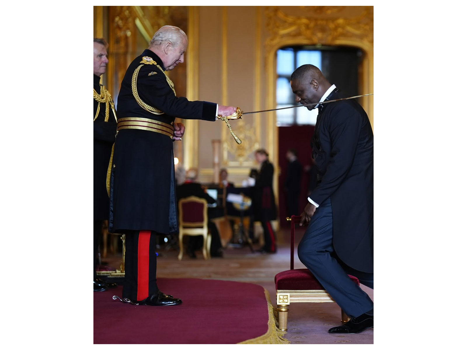 Actor Idris Elba knighted by King Charles at Windsor Castle