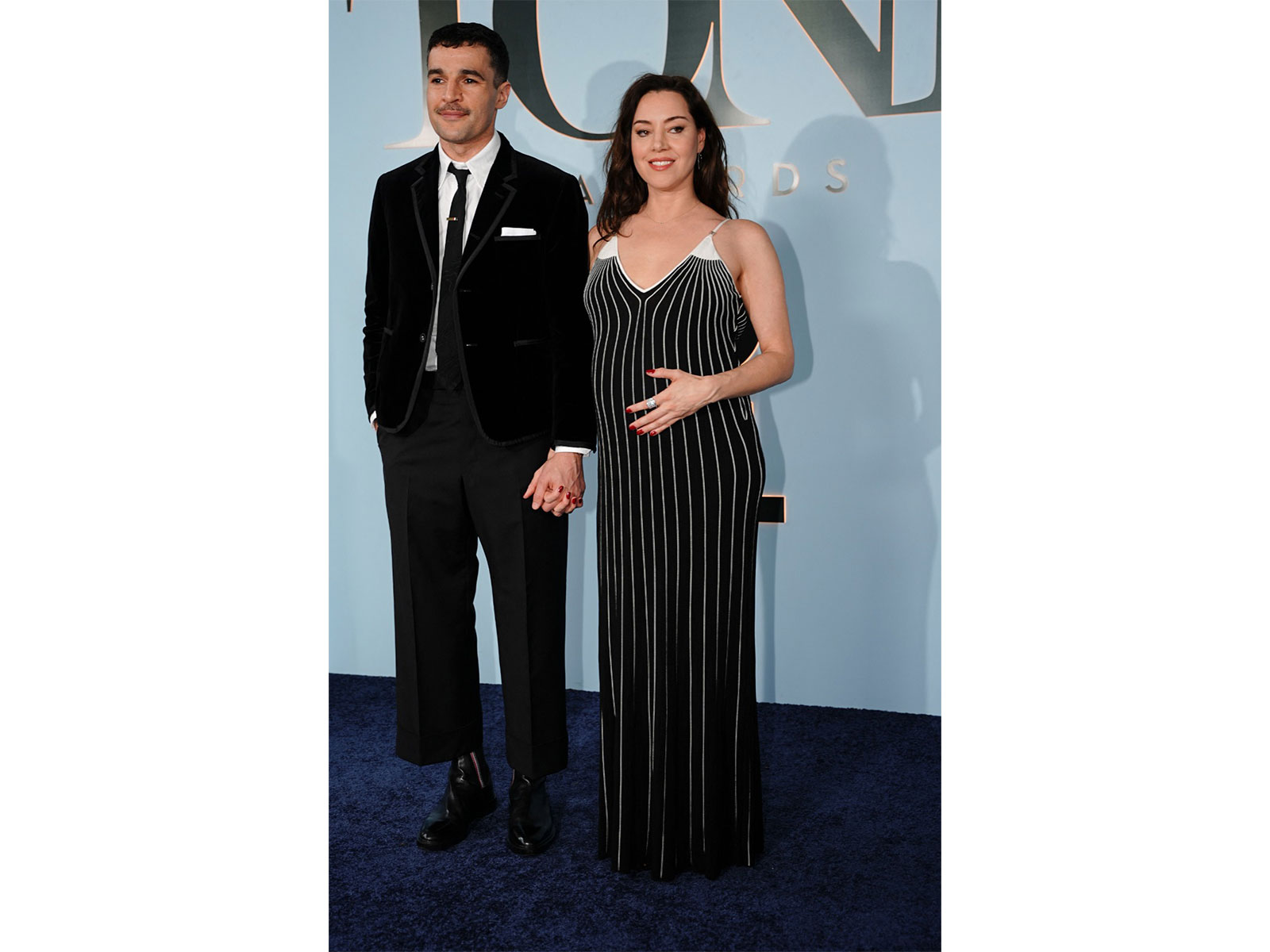 Aubrey Plaza debuts baby bump with partner Christopher Abbott at 2026 Tony Awards