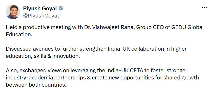 India-UK CETA momentum: Piyush Goyal urges firms to deepen business ties, launches four knowledge reports
