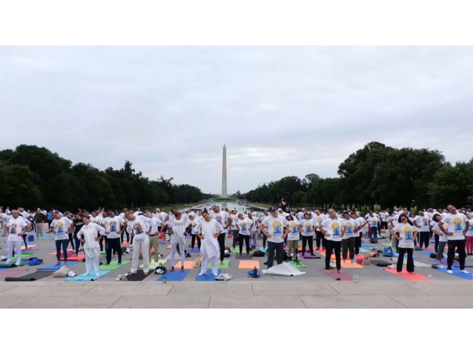 Indian Embassy hosts yoga session at Lincoln Memorial in Washington DC ahead of International Yoga Day