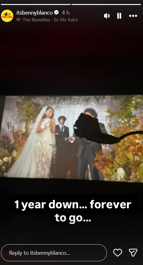 Selena Gomez, Benny Blanco celebrate first wedding anniversary with year-old wedding cake